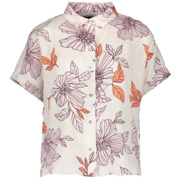 RACHEL Roy Tops - Rachel Roy Linen Multicolored Floral Dolman Sleeve Button Up Top Size Small